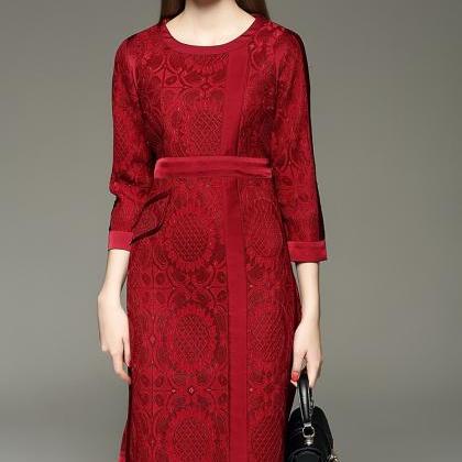 Brand Winter Lace Hollow Midi Runway Dress For..