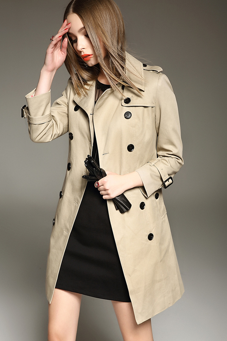 High-end Fashion Women Coat Winter Windbreaker Long Sleeve Double ...